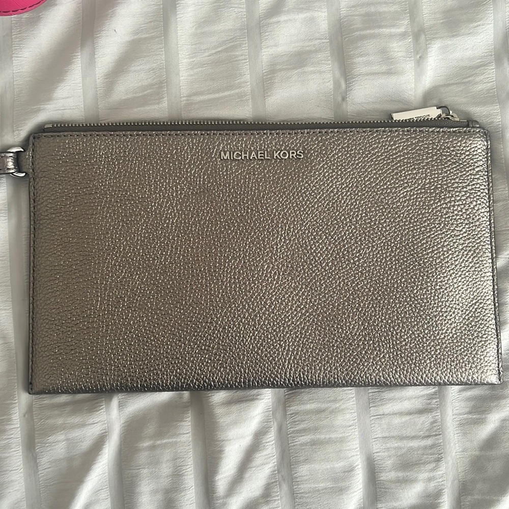 Michael Kors silver clutch